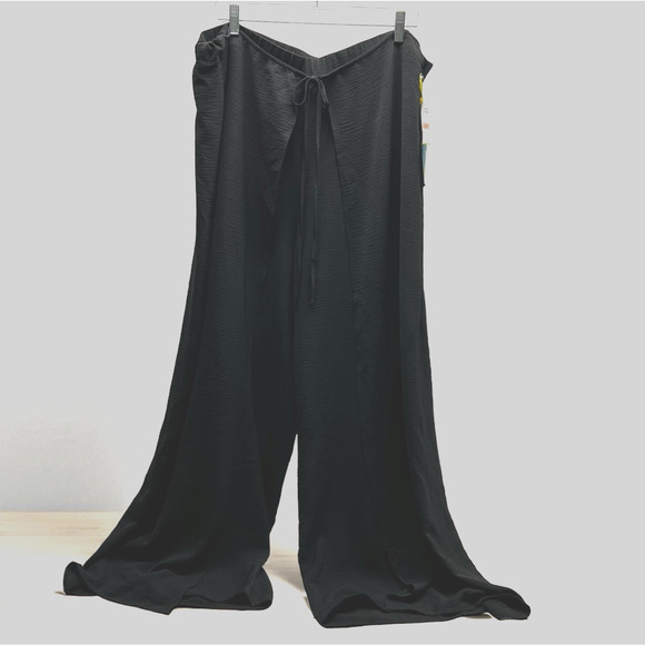 Cece Women's High-Waist Wide Leg Split Leg Pant Black Plus Size 2X Palazzo NWT - Picture 2 of 9